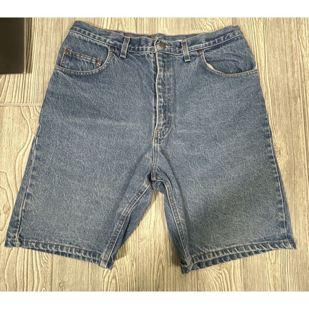 Faded Glory Sz 31 Hi Rise Dark Wash Blue Denim Jean Shorts Mom Gift Womens